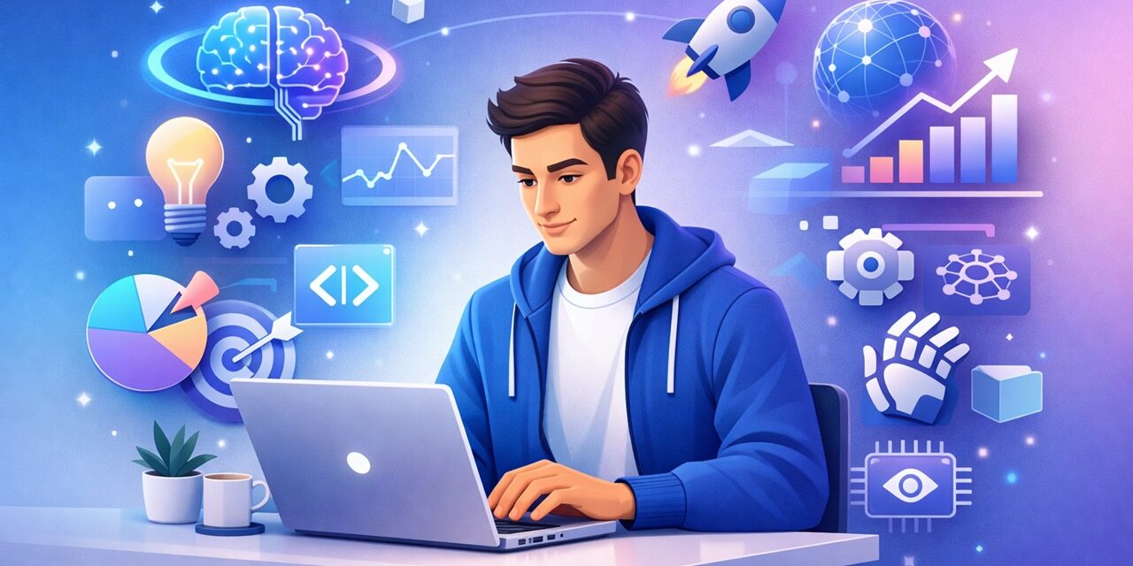 High demand skills for future career growth showing digital learning and professional development concept