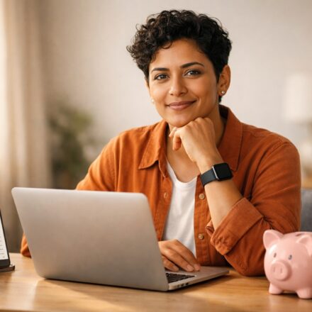 Person using budgeting app and savings tools to build smart money habits for financial security